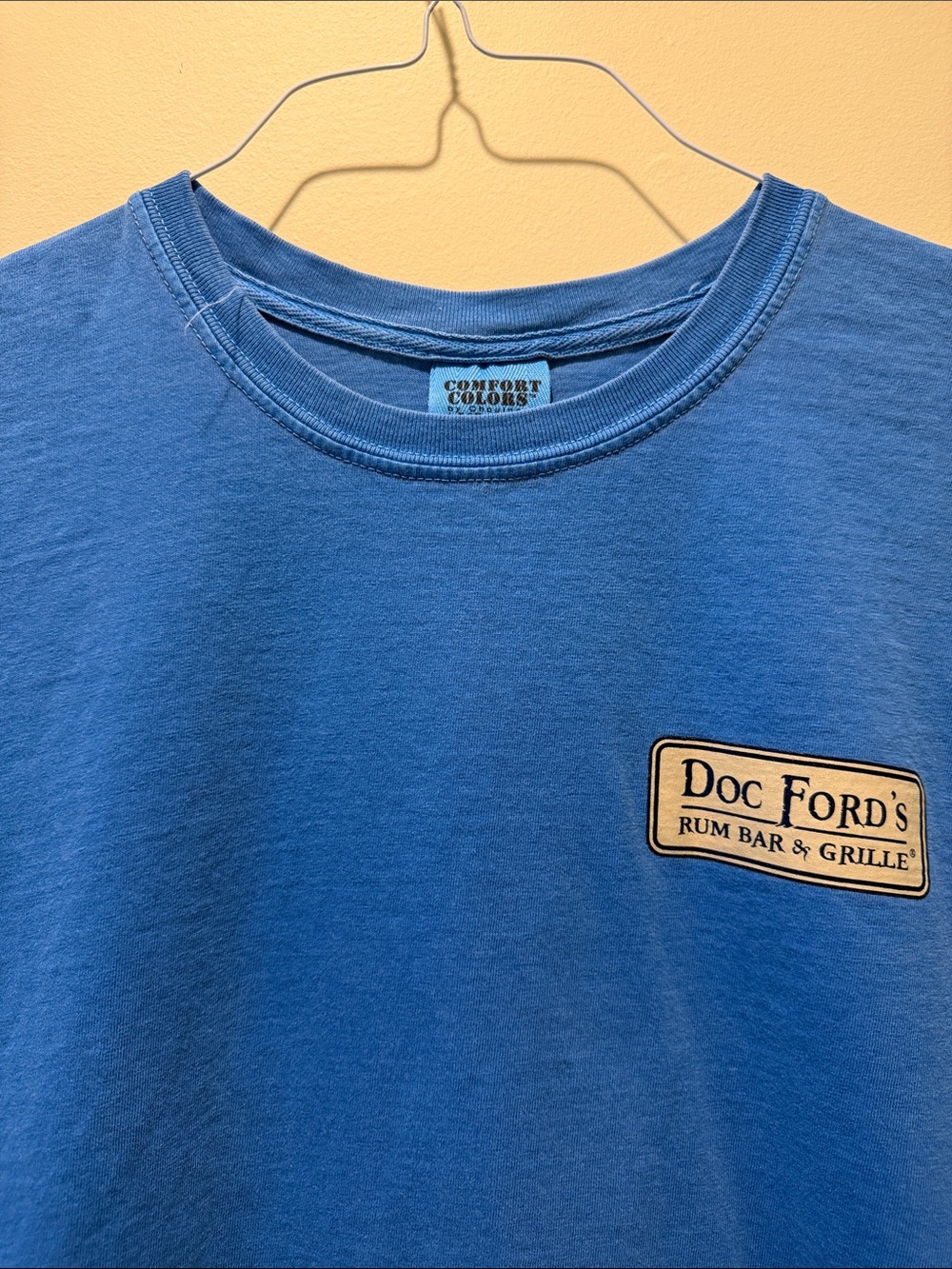 Comfort Colors Blue Doc Ford's Rum Bar Graphic Tee Size XL